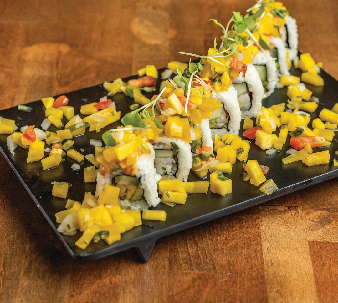 Tex Mex mango ceviche roll